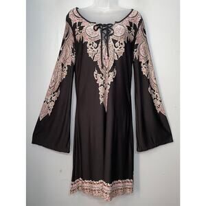 Lascana Size 6 Small Black Pink Paisley Dress Dark Romantic Fairy Gothic Witchy